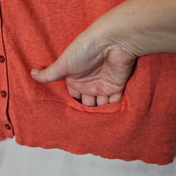 Eileen Fisher Womens Coral Short Sleeve Cardigan‎ Sweater XL Cotton Cashmere - Picture 8 of 9